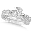 Pear-Cut Antique Style Lab Diamond Bridal Set in 14k White Gold (0.83ct)