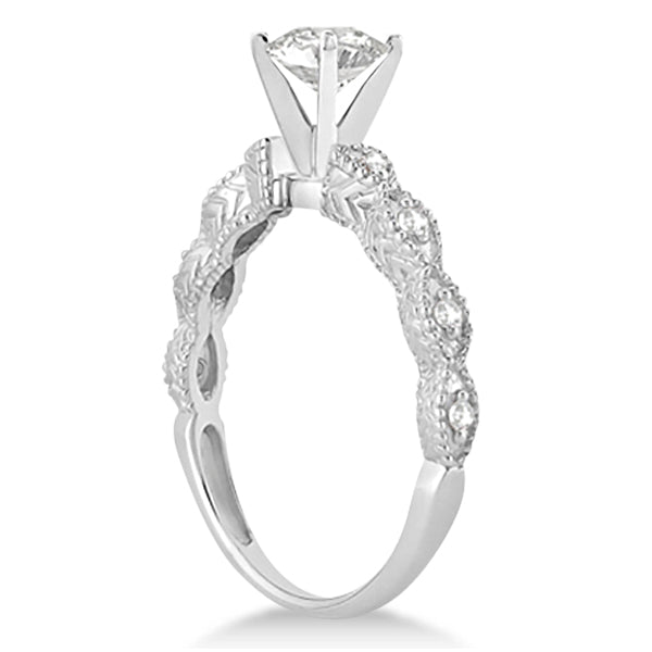 Petite Antique-Design Lab Diamond Bridal Set in 14k White Gold (1.08ct)