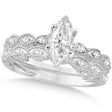 Marquise Antique Style Lab Diamond Bridal Set in 14k White Gold (1.58ct)