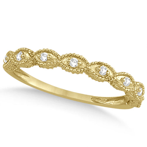 Marquise Antique Style Lab Diamond Bridal Set in 14k Yellow Gold (0.58ct)