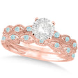 Vintage Diamond & Aquamarine Bridal Set 14k Rose Gold 0.70ct