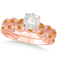 Vintage Lab Diamond & Citrine Bridal Set 18k Rose Gold 1.70ct