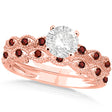 Vintage Lab Diamond & Garnet Bridal Set 14k Rose Gold 0.70ct
