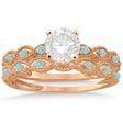 Antique Aquamarine Bridal Set Marquise Shape 14K Rose Gold 0.36ct