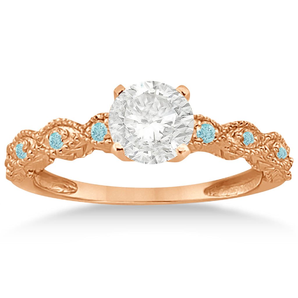 Antique Aquamarine Bridal Set Marquise Shape 18K Rose Gold 0.36ct