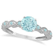 Vintage Style Aquamarine Engagement Ring in 14k White Gold (1.18ct)