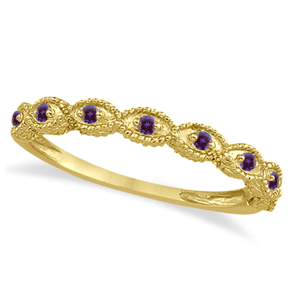 Antique Lab Alexandrite Engagement Ring Set 14k Yellow Gold (0.36ct)