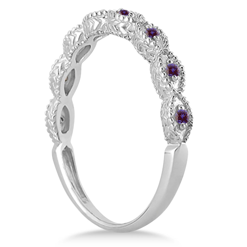 Antique Pave Lab Alexandrite Engagement Ring Set Palladium (0.36ct)