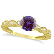Vintage Style Alexandrite & Diamond Engagement Ring in 14k Yellow Gold (1.18ct)