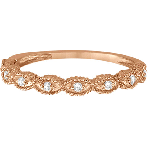 Antique Marquise Shape Diamond Wedding Ring 14k Rose Gold (0.10ct)