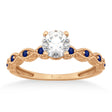 Vintage Marquise Blue Sapphire Engagement Ring 14k Rose Gold (0.18ct)