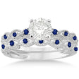 Antique Pave Blue Sapphire Engagement Ring Set Platinum (0.36ct)