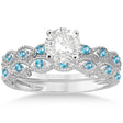 Antique Blue Topaz Bridal Set Marquise Shape Palladium 0.36ct