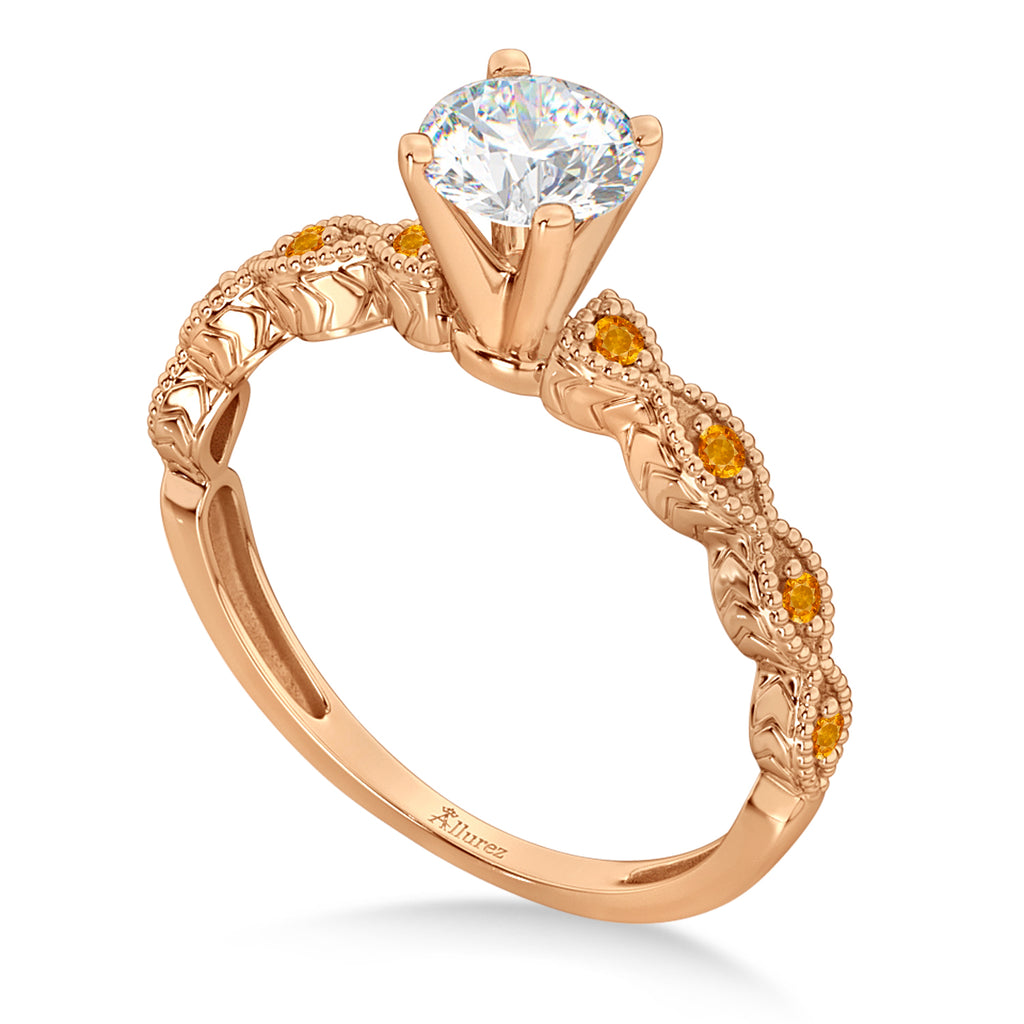 Vintage Marquise Citrine Engagement Ring 14k Rose Gold (0.18ct)