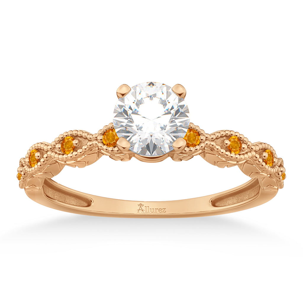 Vintage Marquise Citrine Engagement Ring 18k Rose Gold (0.18ct)
