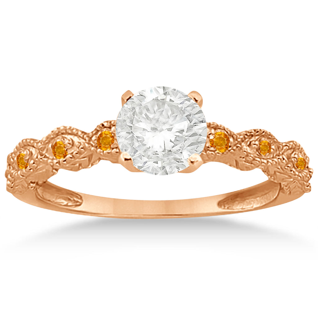Antique Citrine Bridal Set Marquise Shape 14K Rose Gold 0.36ct