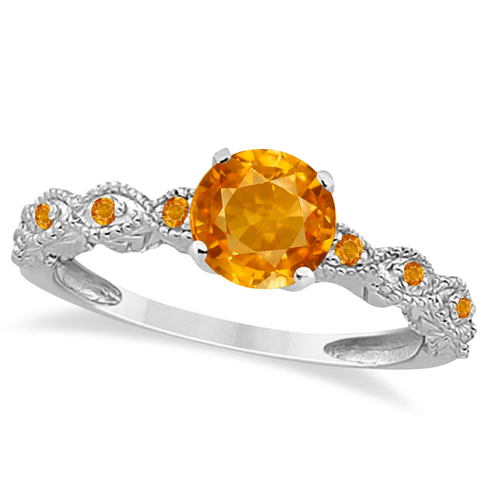 Vintage Style Citrine Engagement Ring Platinum (1.18ct)