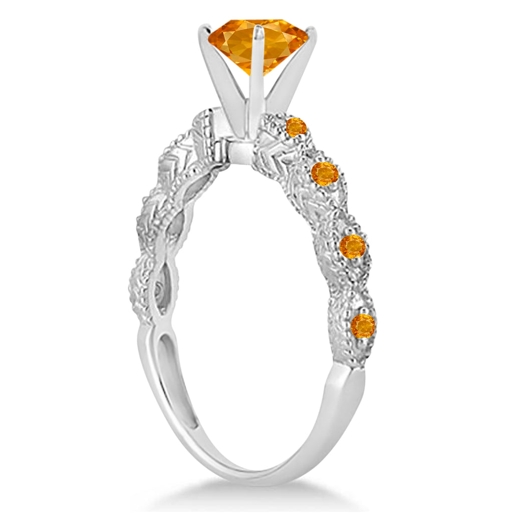 Vintage Style Citrine Engagement Ring Platinum (1.18ct)