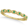 Antique Marquise Shape Emerald Wedding Ring 14k Yellow Gold (0.18ct)
