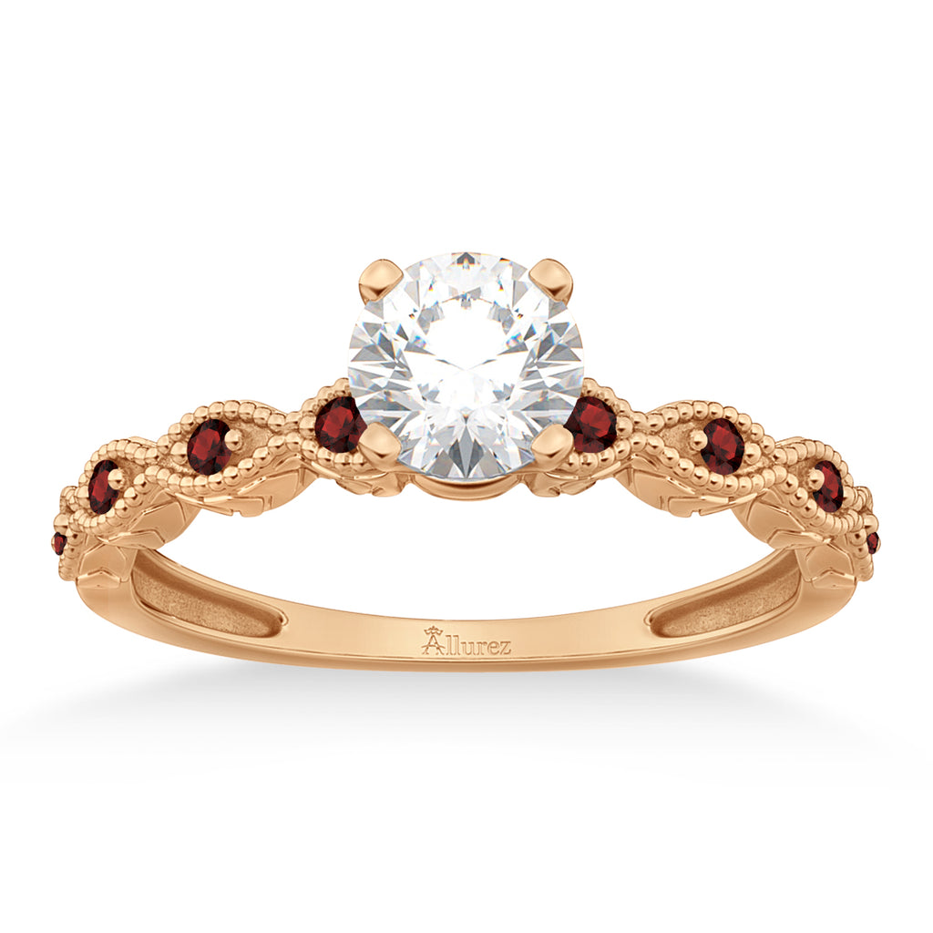 Vintage Marquise Garnet Engagement Ring 14k Rose Gold (0.18ct)