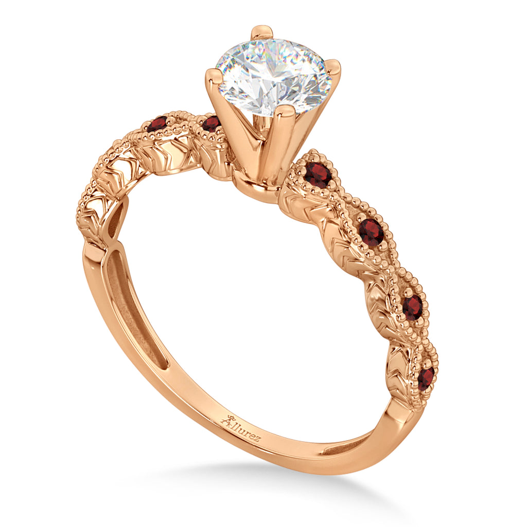 Vintage Marquise Garnet Engagement Ring 14k Rose Gold (0.18ct)