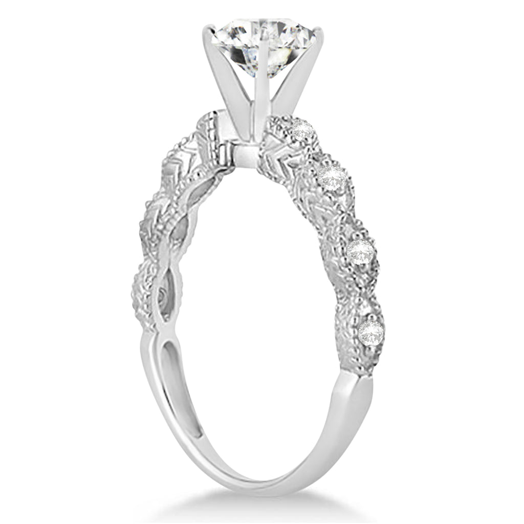 Vintage Style Moissanite Engagement Ring in Palladium (1.18ct)