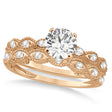 Vintage Moissanite Engagement Ring Bridal Set 14k Rose Gold (1.36ct)