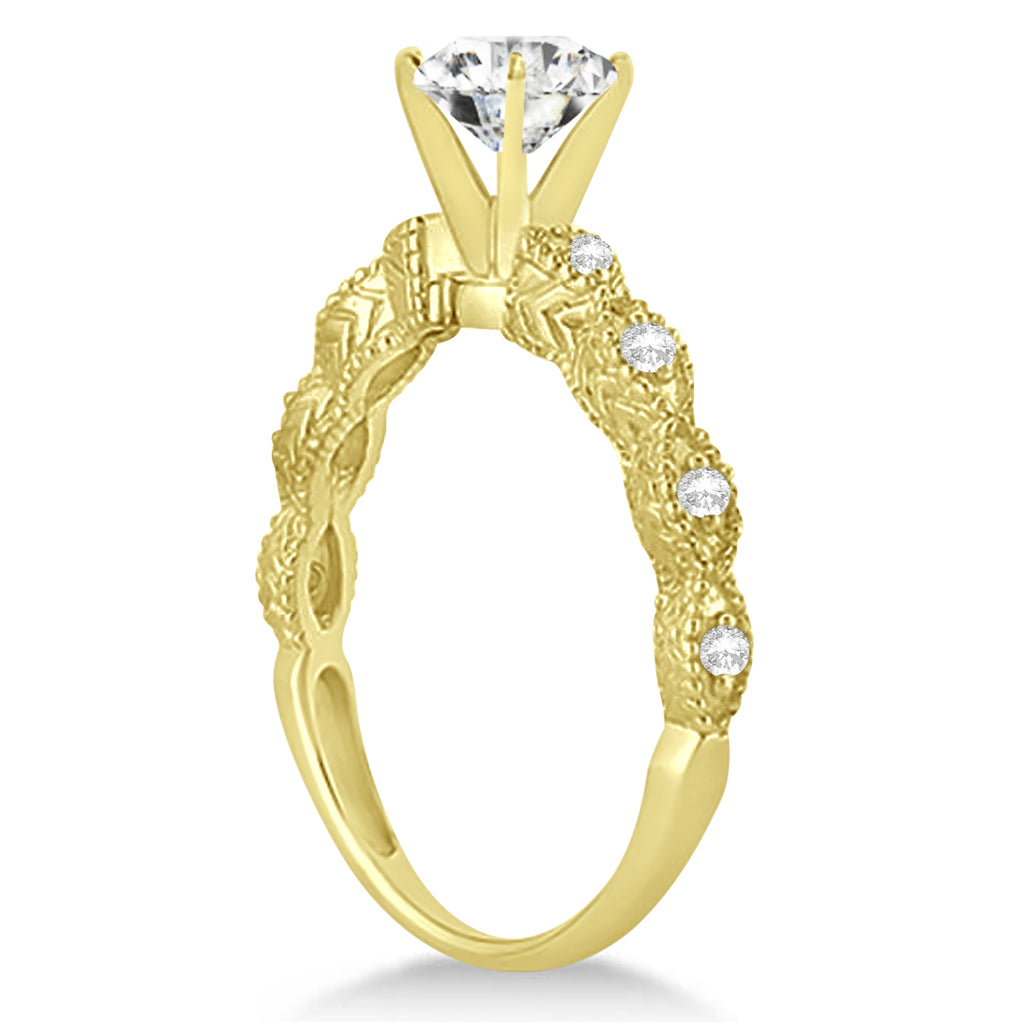 Vintage Moissanite Engagement Ring Bridal Set 14k Yellow Gold (1.36ct)