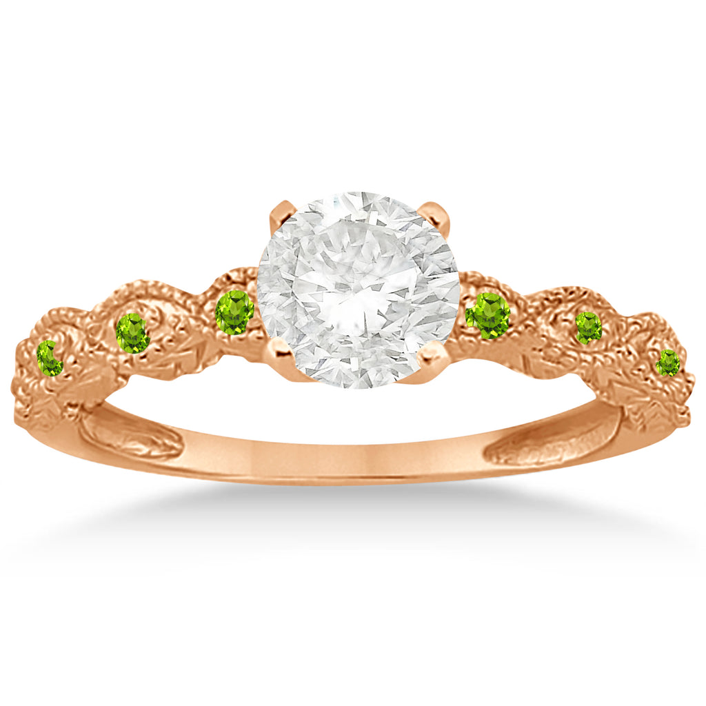 Antique Peridot Bridal Set Marquise Shape 14K Rose Gold 0.36ct