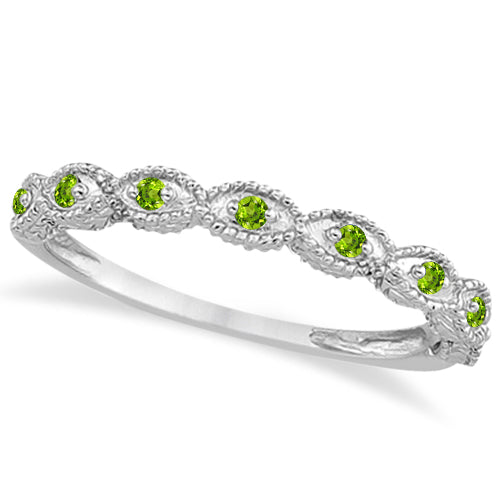 Antique Peridot Bridal Set Marquise Shape 14K White Gold 0.36ct