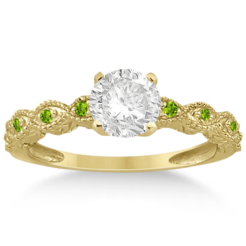 Antique Peridot Bridal Set Marquise Shape 14K Yellow Gold 0.36ct