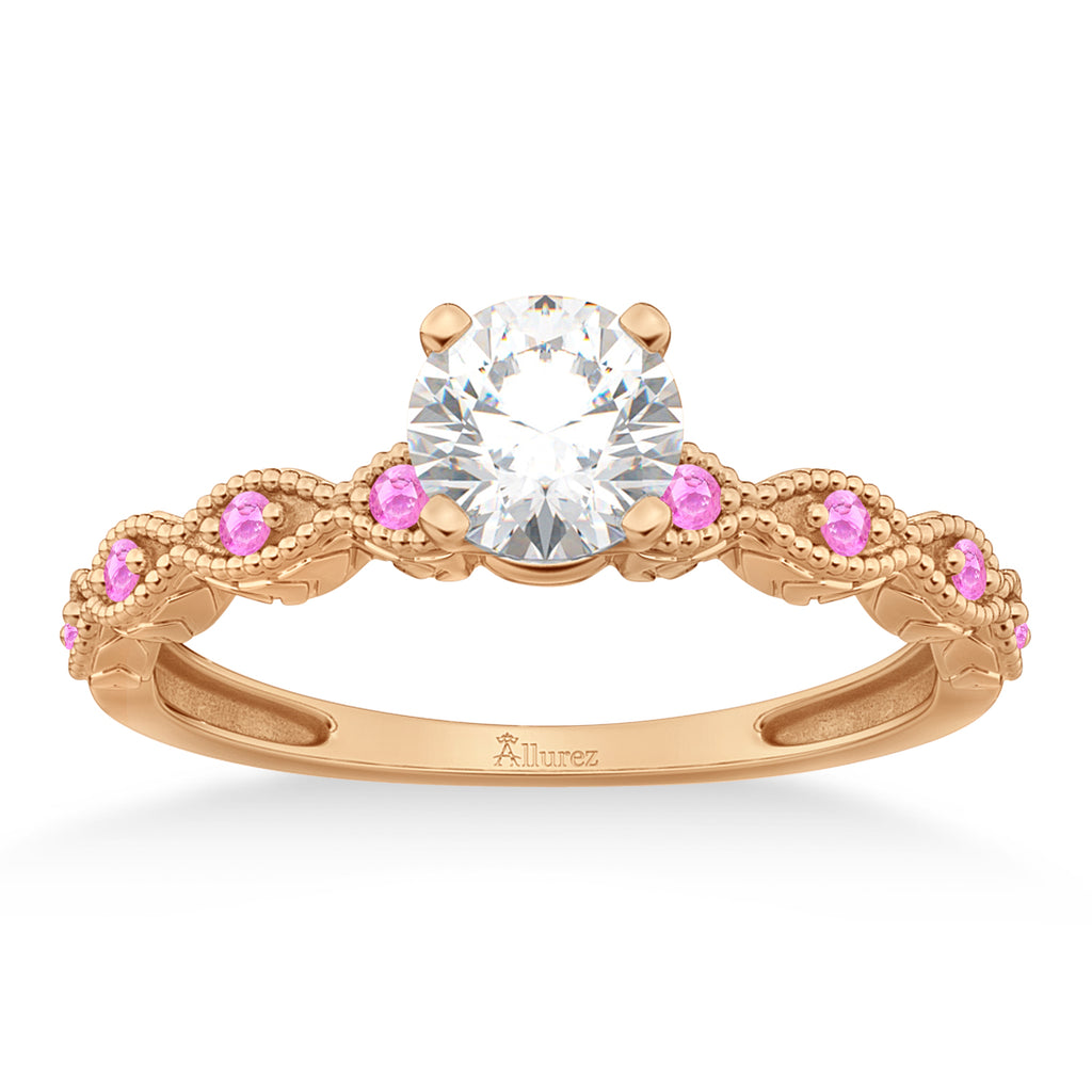 Vintage Marquise Pink Sapphire Engagement Ring 14k Rose Gold (0.18ct)