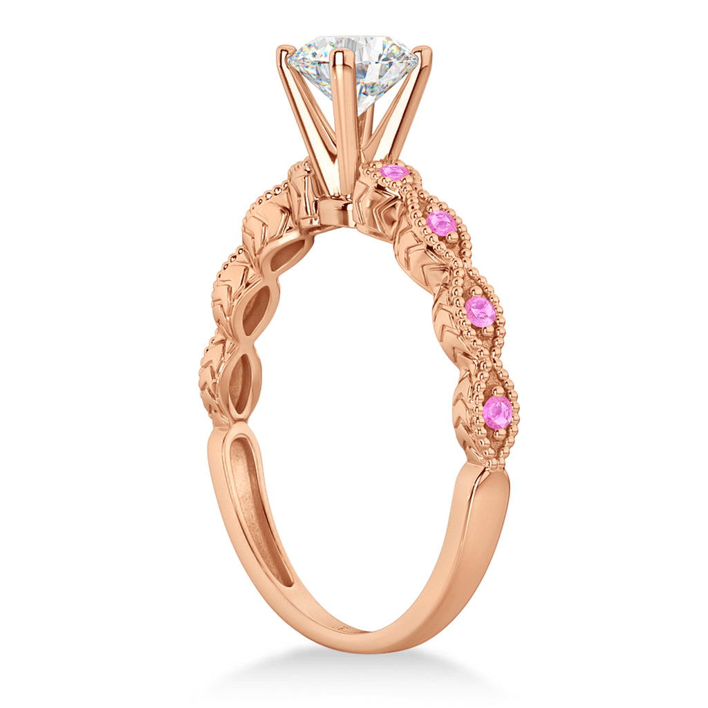 Vintage Marquise Pink Sapphire Engagement Ring 14k Rose Gold (0.18ct)