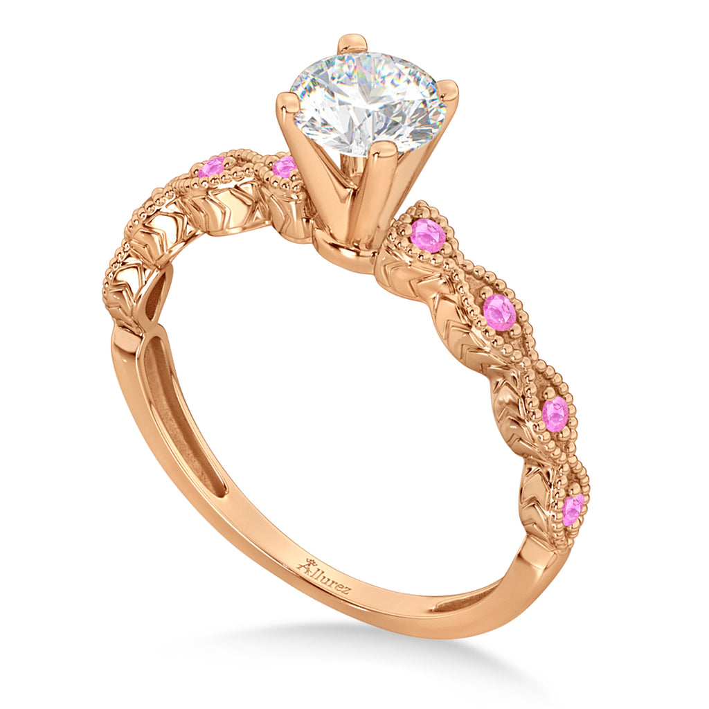 Vintage Marquise Pink Sapphire Engagement Ring 14k Rose Gold (0.18ct)