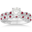 Antique Ruby Engagement Ring and Wedding Ring 14k White Gold (0.36ct)