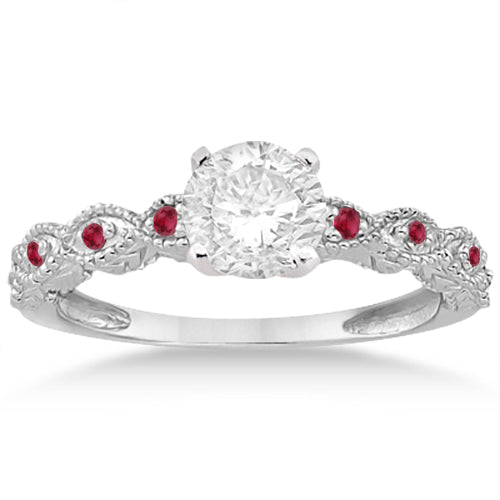 Antique Ruby Engagement Ring and Wedding Ring 14k White Gold (0.36ct)
