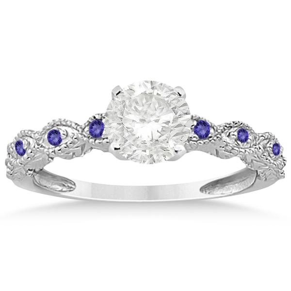 Antique Tanzanite Bridal Set Marquise Shape 14K White Gold 0.36ct