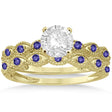 Antique Tanzanite Bridal Set Marquise Shape 14K Yellow Gold 0.36ct