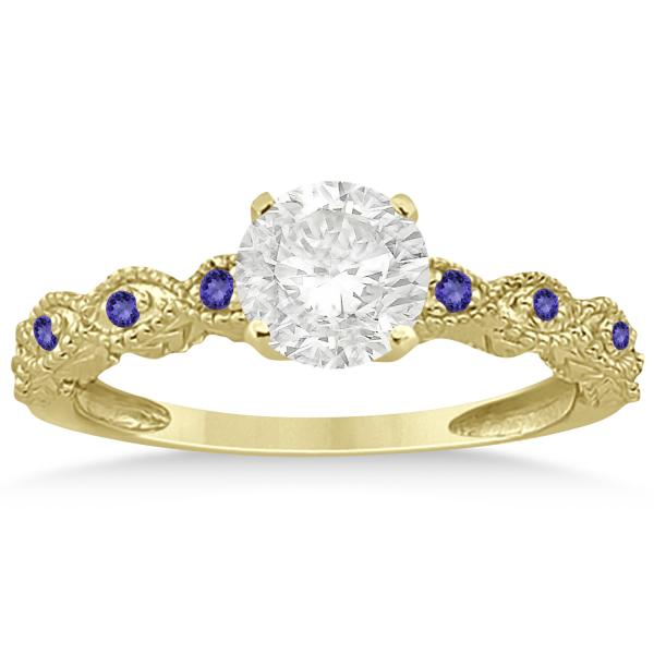Antique Tanzanite Bridal Set Marquise Shape 14K Yellow Gold 0.36ct