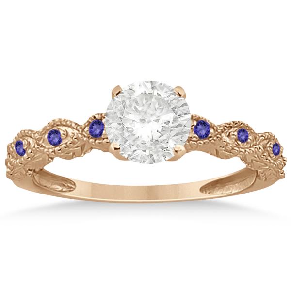 Antique Tanzanite Bridal Set Marquise Shape 18k Rose Gold 0.36ct