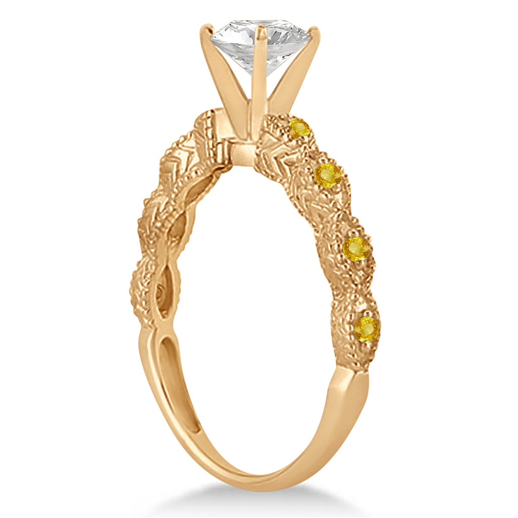 Antique Yellow Sapphire Bridal Set Marquise Shape 18K Rose Gold 0.36ct