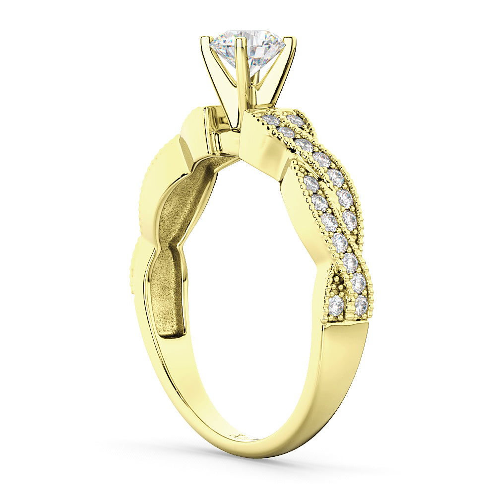 Infinity Twisted Diamond Engagement Ring 14k Yellow Gold (0.25ct)