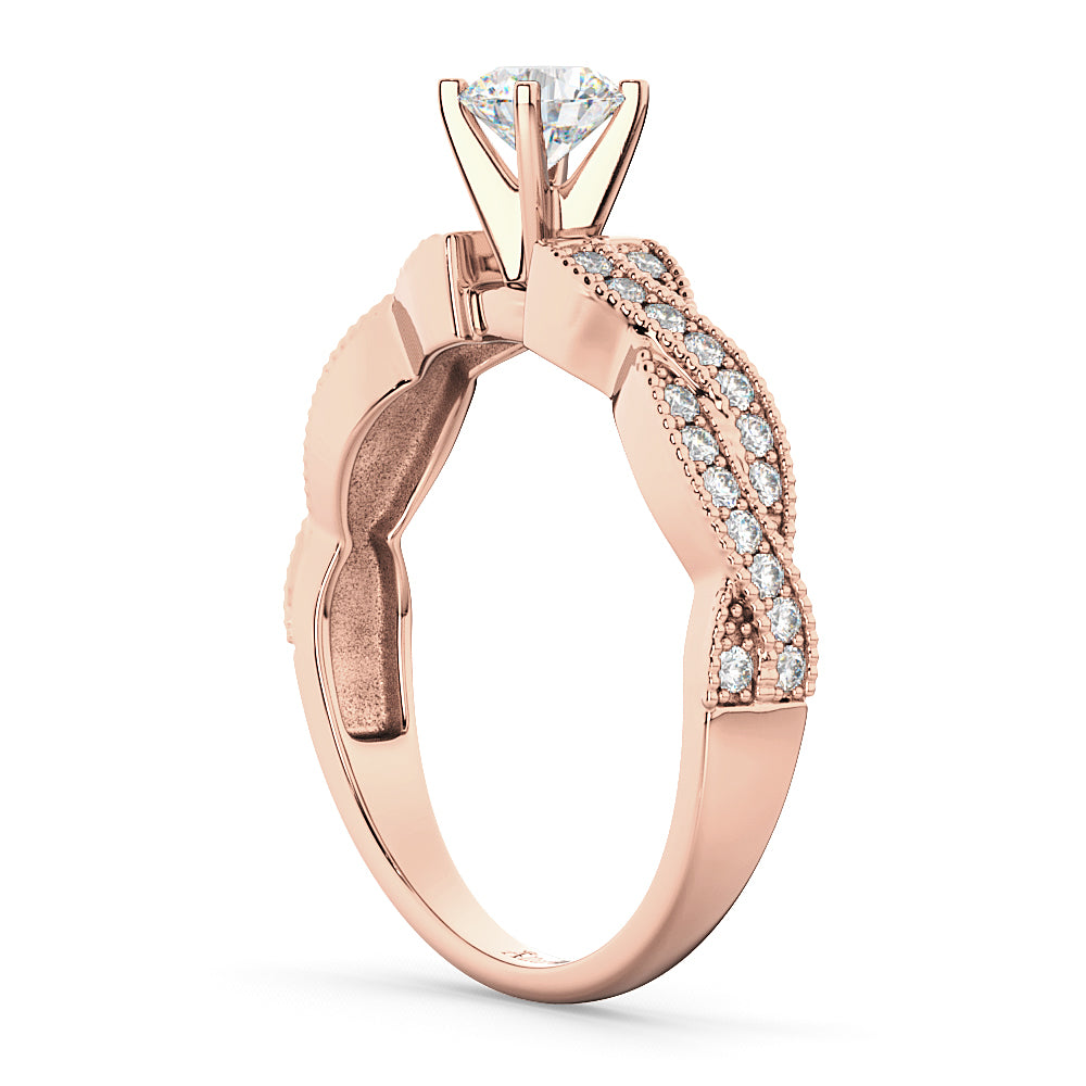 Infinity Twisted Diamond Engagement Ring 18k Rose Gold (0.25ct)