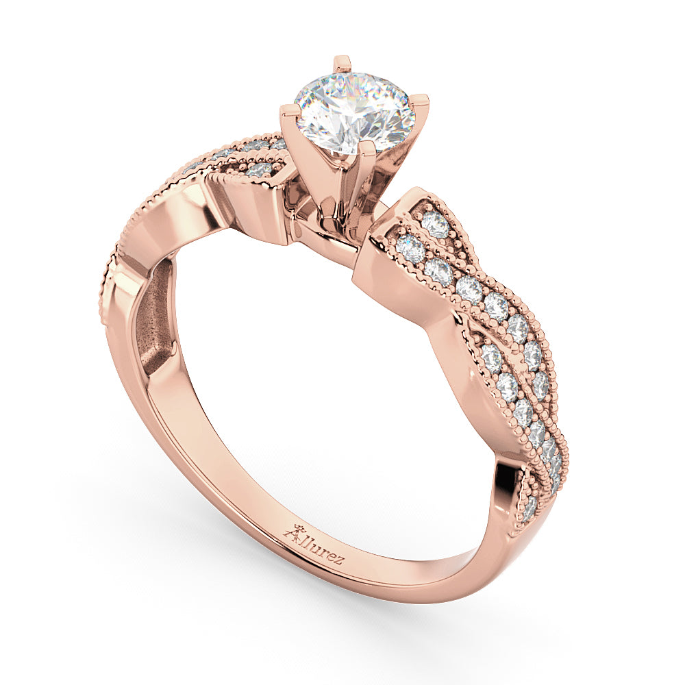 Infinity Twisted Diamond Engagement Ring 18k Rose Gold (0.25ct)
