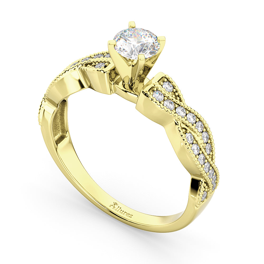 Infinity Twisted Diamond Engagement Ring 18k Yellow Gold (0.25ct)