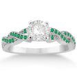 Infinity Style Twisted Emerald Engagement Ring 18k White Gold (0.25ct)