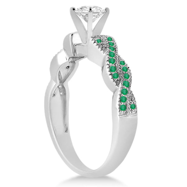 Infinity Style Twisted Emerald Engagement Ring in Platinum (0.25ct)