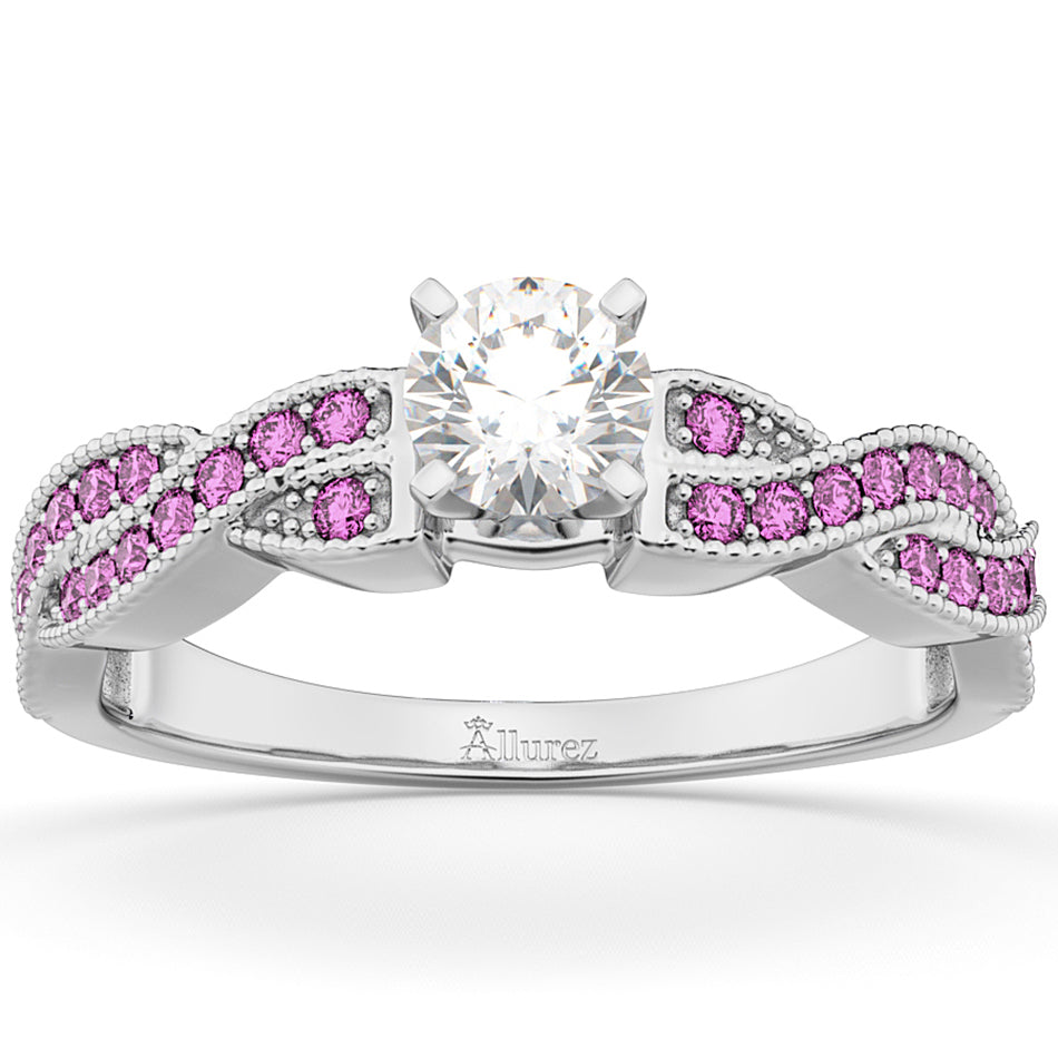 Infinity Twisted Pink Sapphire Engagement Ring 14k White Gold (0.25ct)