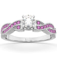 Infinity Twisted Pink Sapphire Engagement Ring 14k White Gold (0.25ct)