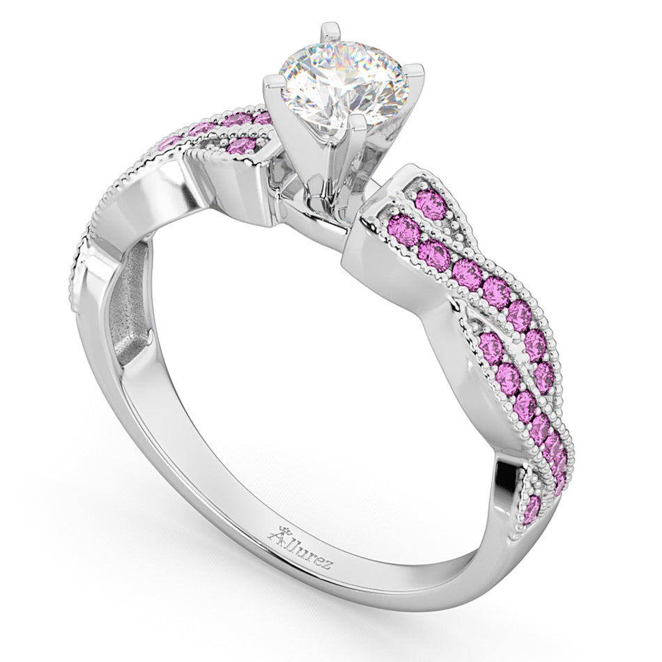 Infinity Twisted Pink Sapphire Engagement Ring 14k White Gold (0.25ct)